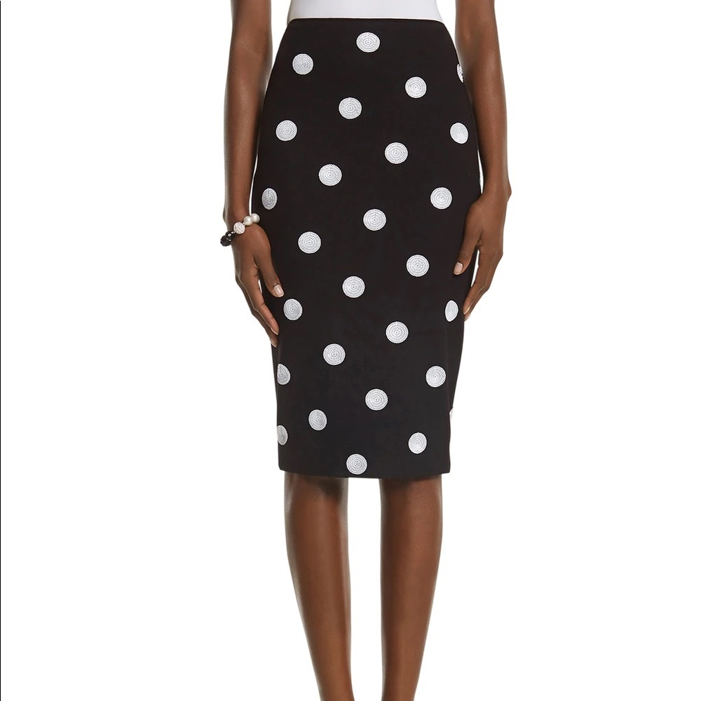 Polka Dot Ponte Pencil Skirt-Sequence